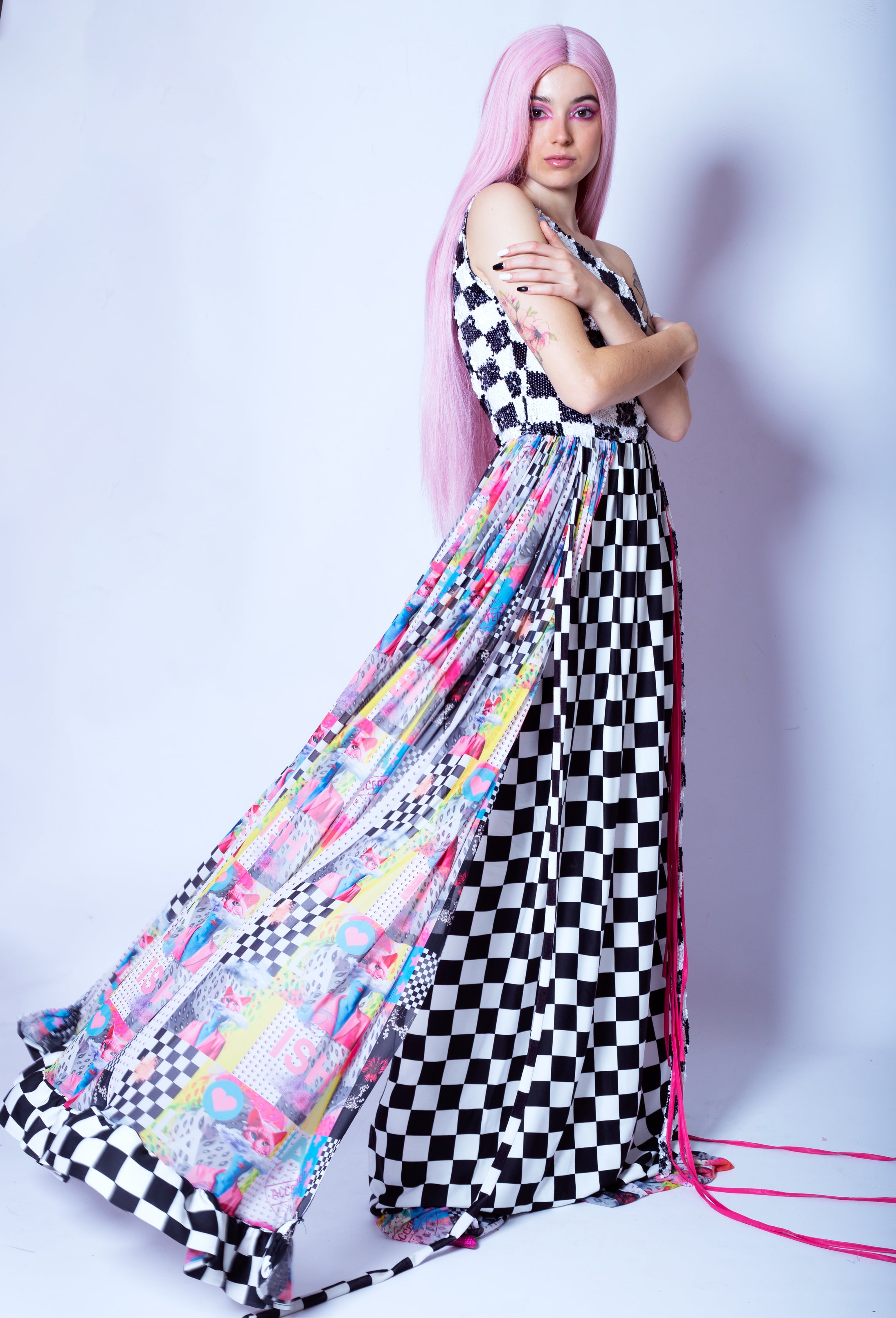 Vestido Amanza Ajedrez - Couture