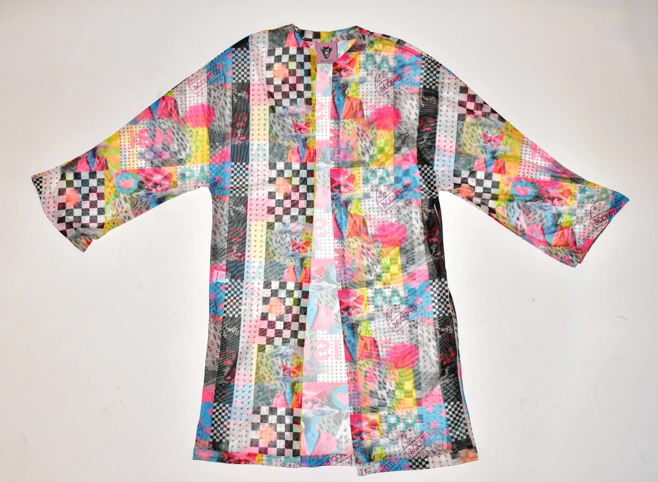 Kaftan/Kimono Kei - Gato rosa